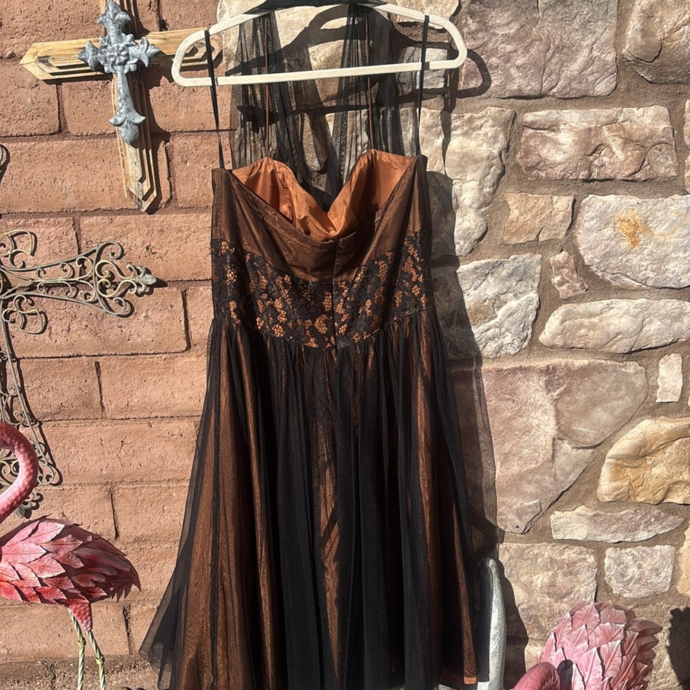 Betsy & Adam Dress Lace Tulle Halter Formal Size 16 Whimsigoth Dark Romantic 90s - Picture 5 of 10